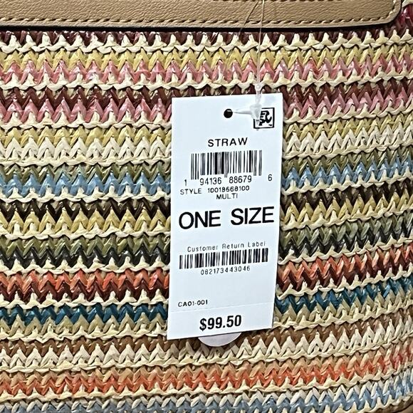Style & Co Women’s Woven Straw Shoulder Bag NWT Spring Colors Faux Leather Trim - Picture 3 of 15